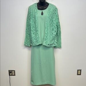 Bedford Fair Green Dress Suit Size 14P